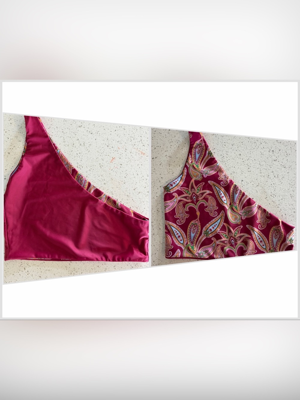 Baiia Paisley Sangria Pink Reverisble One Shoulder Bikini Top US12/AU16